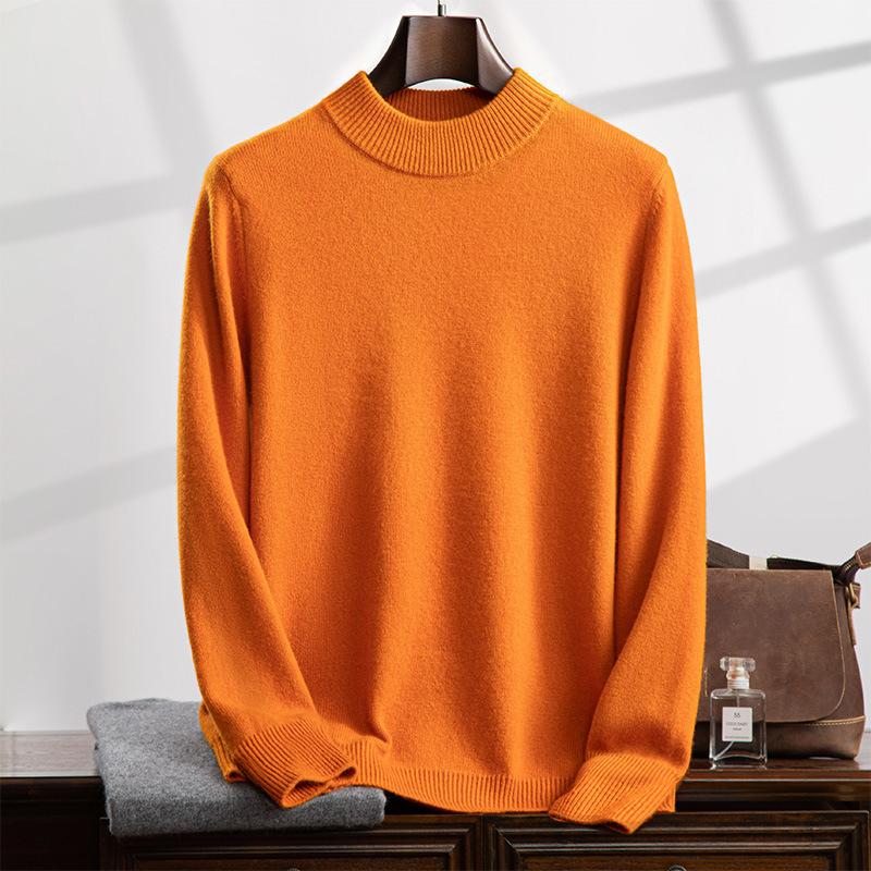 Cashmere sweater, semi-turtleneck sweater, loose and thickened long-sleeved bottomed knitted sweater, with a new top inside.