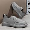 Fashion Men's British-Style Leather Lace-Up Sneakers Non-Slip White Casual Shoes Trendy Versatile Streetwear Footwear for Daily Comfort