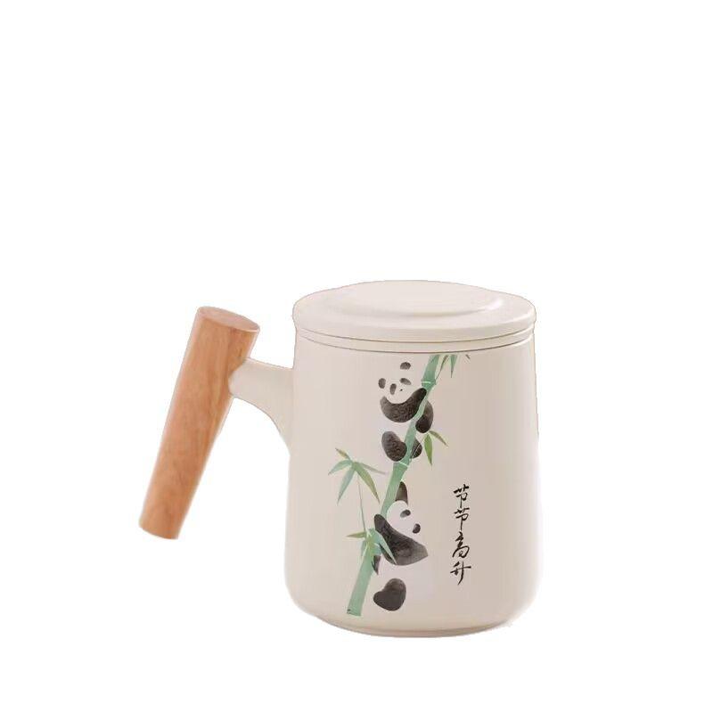 Panda Tea Separation Tea Cup Ceramic Water Cup With Lid Chinese Creative Ceramic Cup With Gift Box