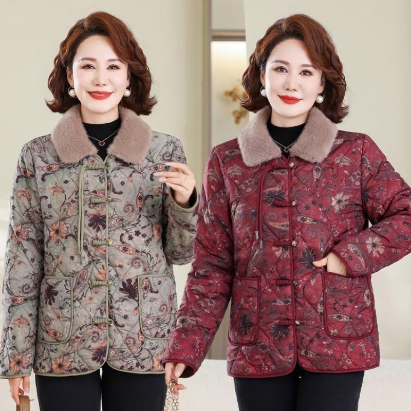 Baumwollgepolsterte Kleidung für Damen, Fleecejacken, wattierte Jacken, verdickte neue warme Baumwollpolsterung für den Winter für die mittlere Generation