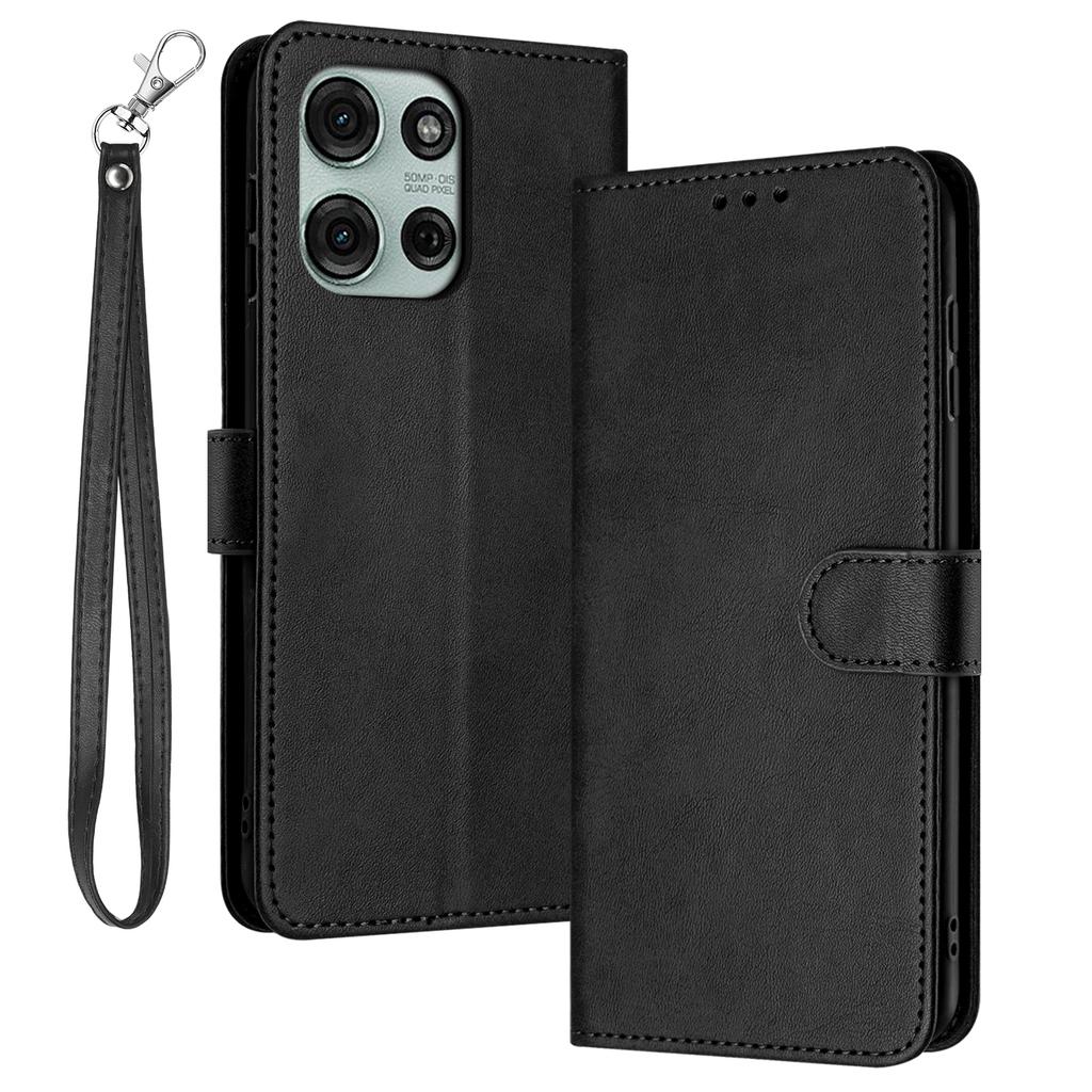 For Motorola Moto G75 5G Case Flip Stand PU Leather Wallet Phone Cover Calf Texture