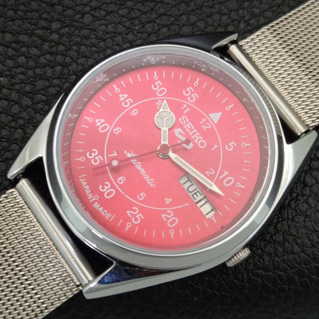 VINTAGE REFURBISHED SEIKO 5 AUTOMATIC 6309A JAPAN MENS RED DIAL WATCH a442275-1