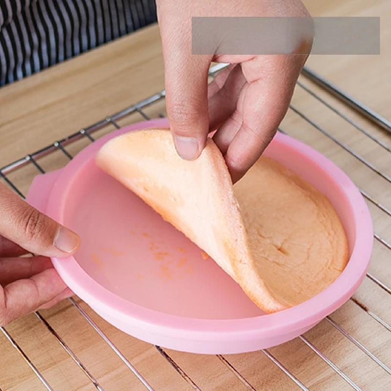 Rainbow Cake Mold 4 / 6 / 8 Inch Silicone Mousse Layered Four Inch Round Baking Pan Oven Household Baking Tool 16inch розовый