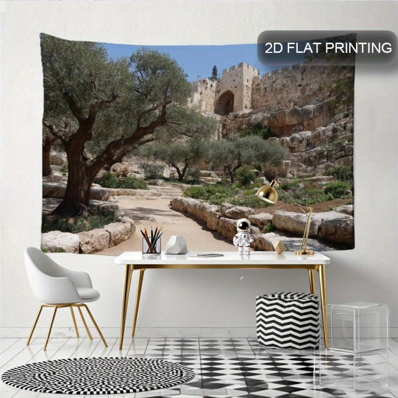 Olive Tree Landscape Tapestry In American Jesus Garden Living Room Bedroom Dormitory Polyester Fiber Wall Hanging