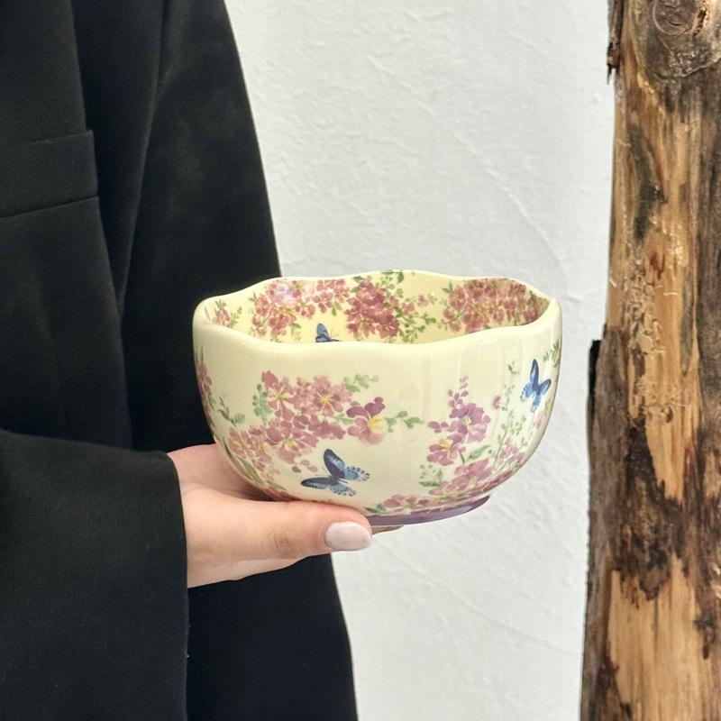 ins retro style ceramic rice bowl 2025 new home high-value tableware set housewarming new wedding gift