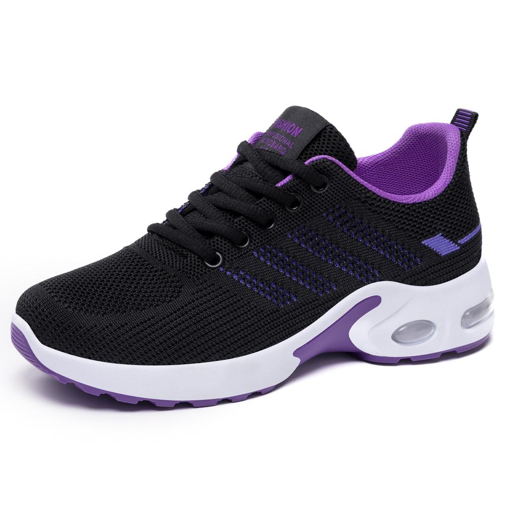 Sneakers Women's Shoes New Shoes Air Cushion Soft Sole Running Shoes Fly Woven Breathable Mesh Shoes Single Shoes