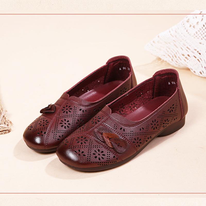 Fashion Spring Summer Shoes Women Flat Non-slip Casual Shoes Soft Ladies Loafers Black Red Plus Size 41 D386