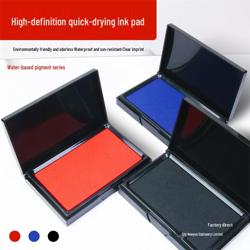 Quick-Dry Dual Ink Pad: Red, Blue & Black - Square & Round Options for Office, Oil & Water-Based Stamping