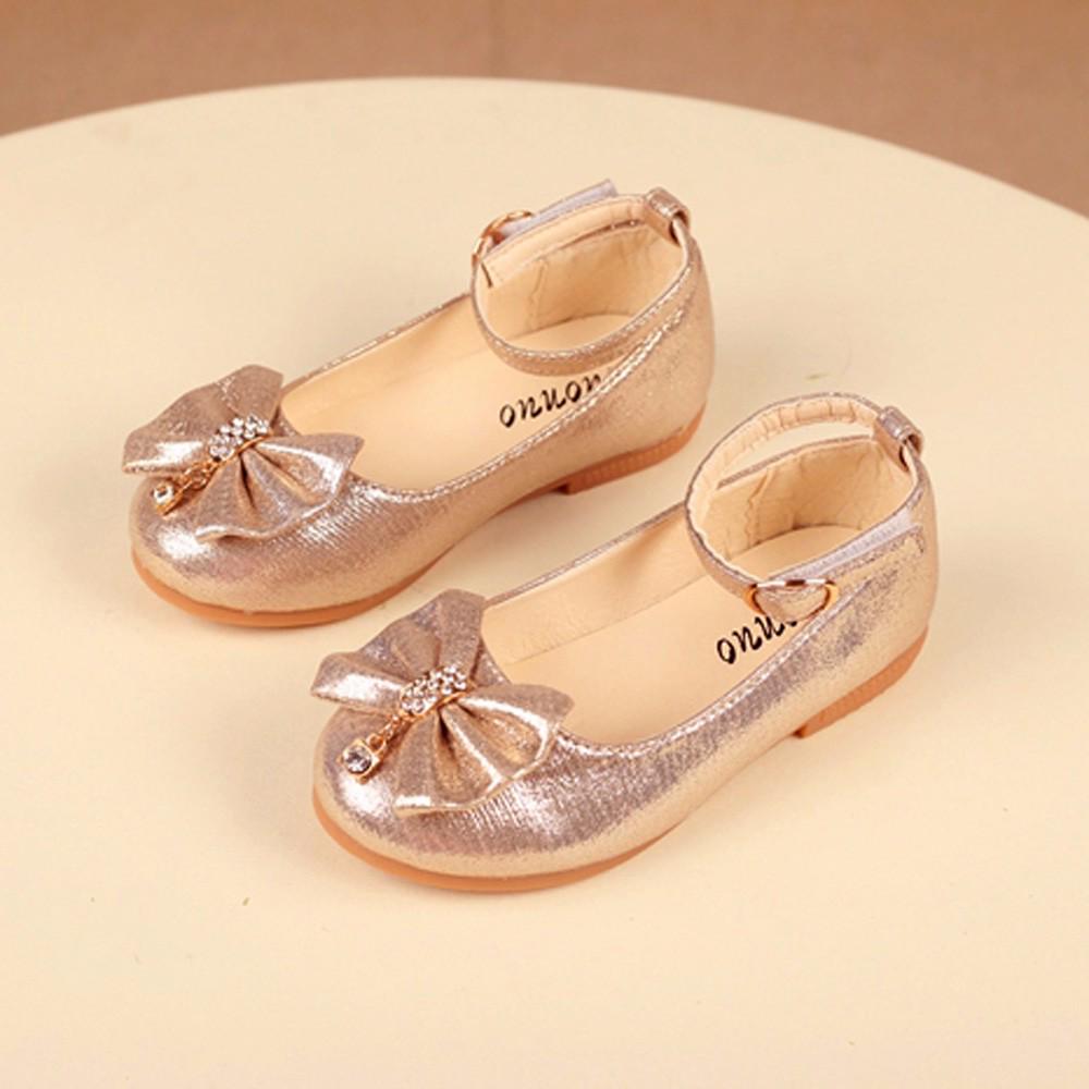 Children Toddler Girl Fashion Soild Bowknot Dance Quality Princess Shoes