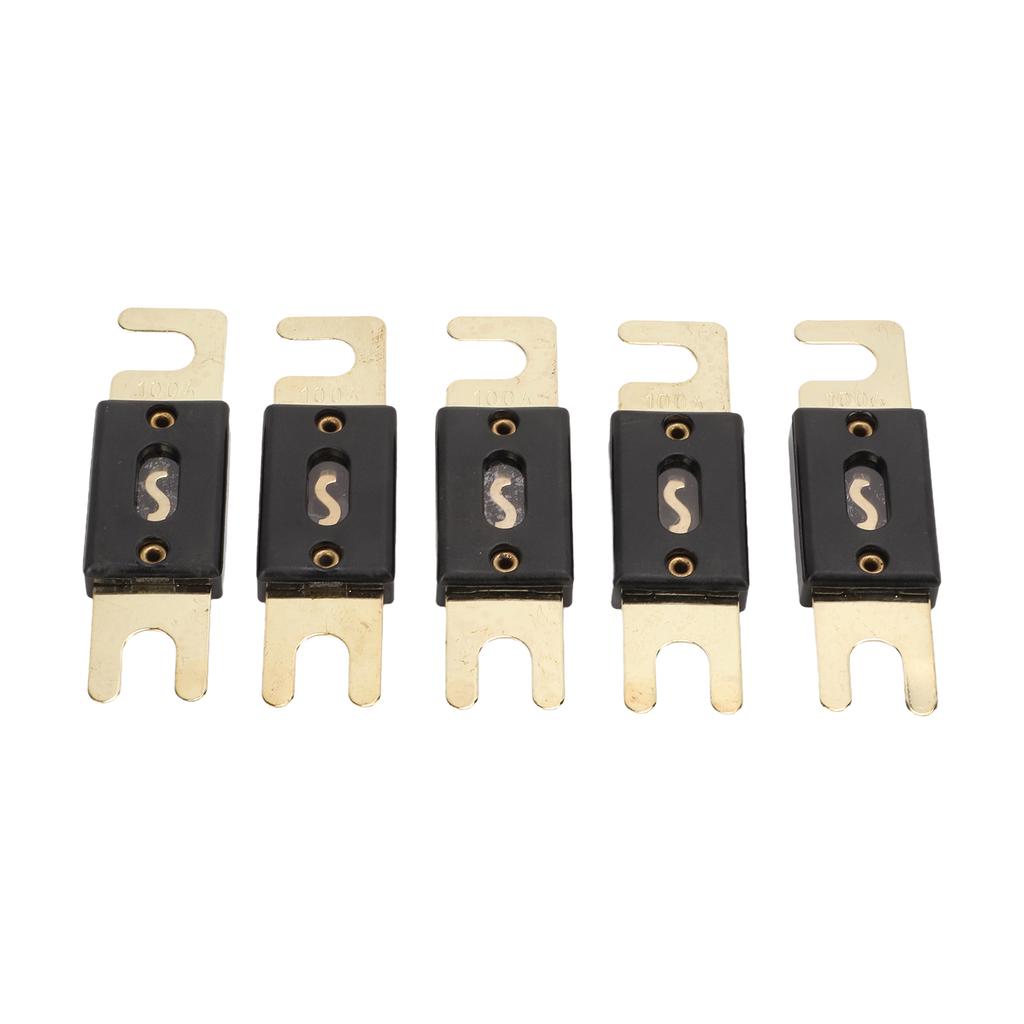 5Pcs Set 12V 24V 32V 100A ANL Blade Fuse Gold Plated Large Size for Car Audio Video System