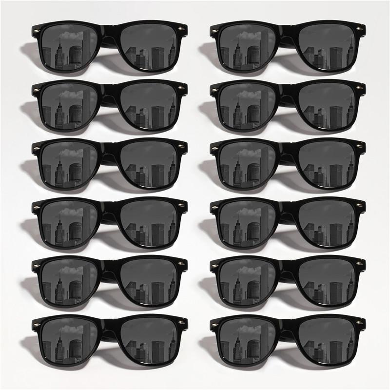 12PCS Classic Black Square Fashion Glasses with Bolt Decoration For Party Pography Wedding Birthday Graduation Hiking