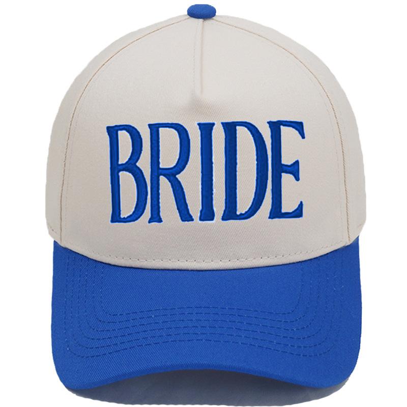 GROOM BRIDE Embroidered Color-Block PVC 5-Panel Trucker Hat European/American Men's/Women's Couple Wedding Party