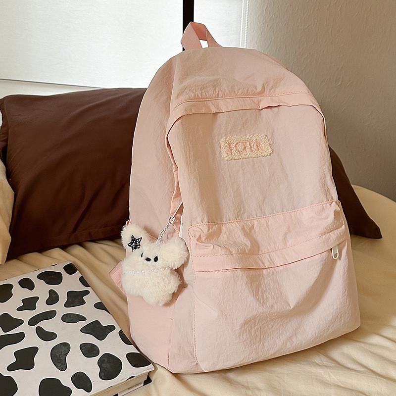 Backpack Color Solid With Padded Straps Letter Print For School Travel Gift