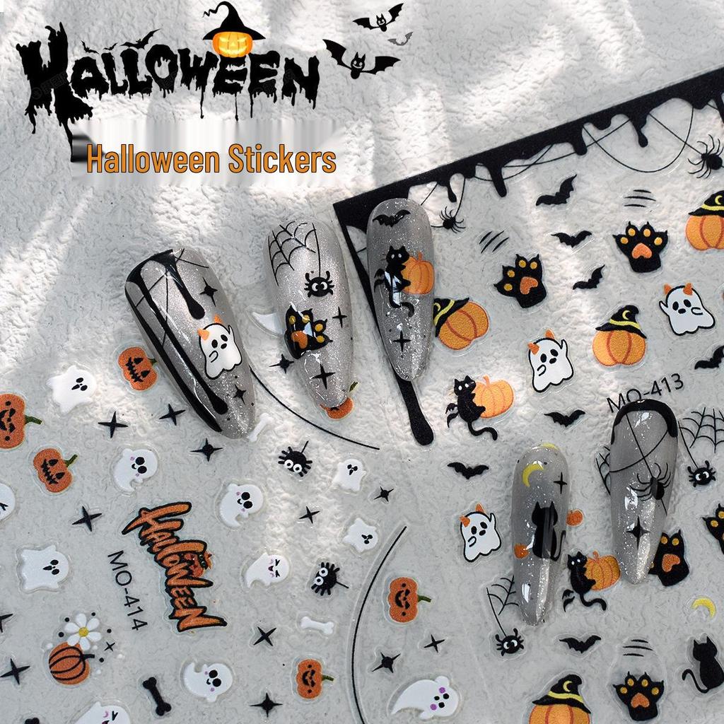Kou Yan Halloween Cartoon Series Nail Art Stickers – Cute Ghost & Spider Embossed Designs