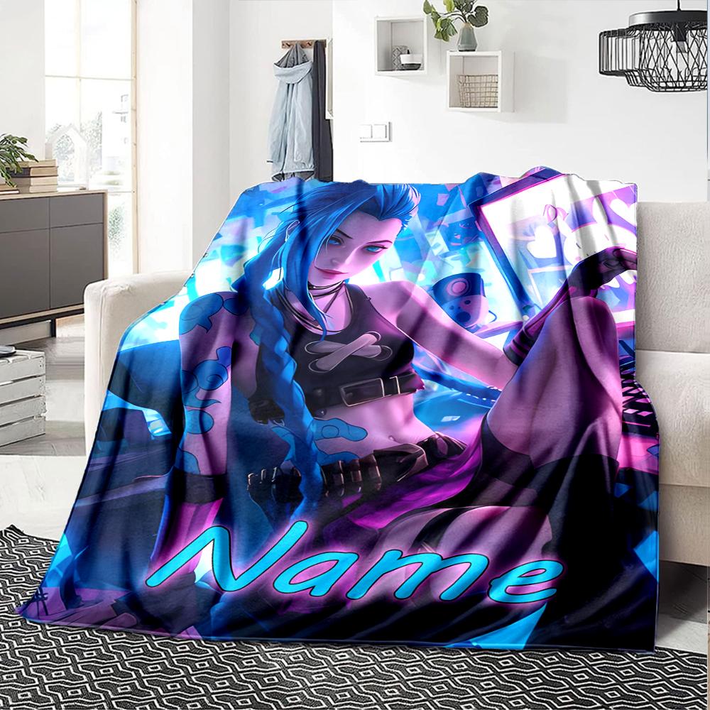 Customiz Name Personality League of Legends Jinx Blanket Soft &Warm Sofa Office Bed Travel Lunch Break Blanket, Gift Suitable All Seasons