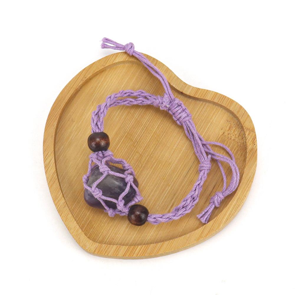 Hand-Woven Crystal Stone Mesh Pocket Bracelet Bracelet Adjustable Telescopic Mesh Pocket Net Holder B58