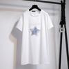 230G Schweres Baumwoll-T-Shirt Damen Strassstern Kurzarm Große Größen Basic Sommer Oberteile