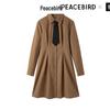 PEACEBIRD Women's A-Line Long Sleeve Shirt Dress