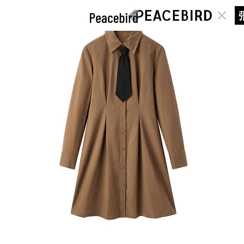 PEACEBIRD Women's A-Line Long Sleeve Shirt Dress