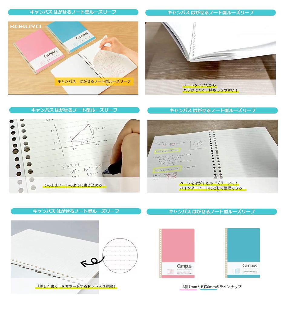 KOKUYO Campus tip caiet peelabil cu frunze libere B5 26 de găuri Regular orizontal cu rigle 50 de coli roz Set de 5 cărți (Punctat) Nr-936AT-P