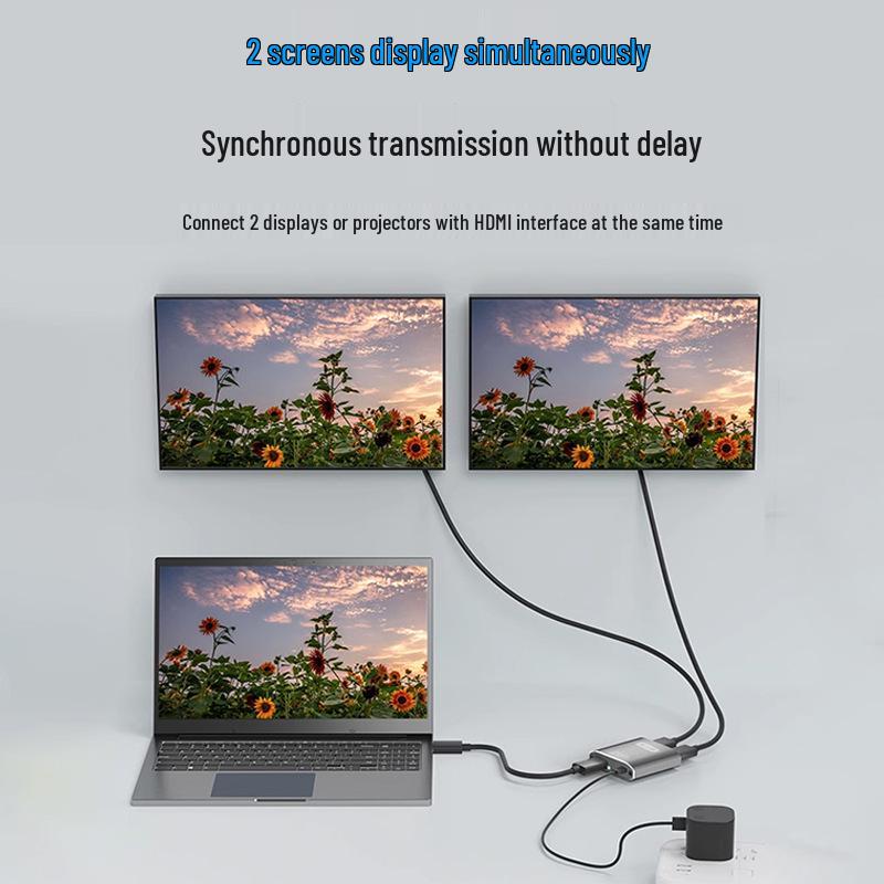 4K HDMI Splitter: Aluminum Alloy, 1 Input To 2 Outputs, Gold-Plated, Dual Display HDTV