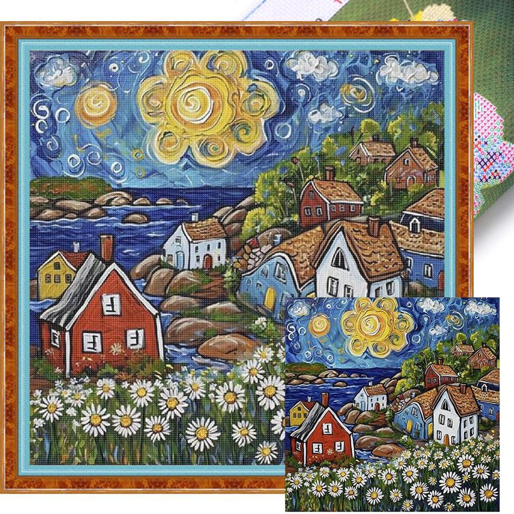 Full Embroidery cotton Thread 14CT Printed House Cross Stitch Kit Art