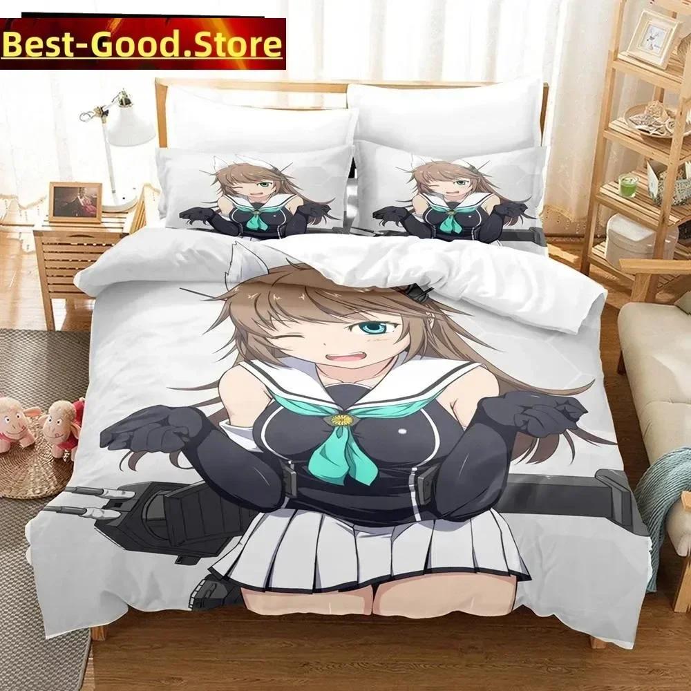 3D Anime Azur Lane Bedding Set Printed Bed Set With Pillowcase Bed Duvet Cover Soft Single Double Queen Super King Size Bedroom