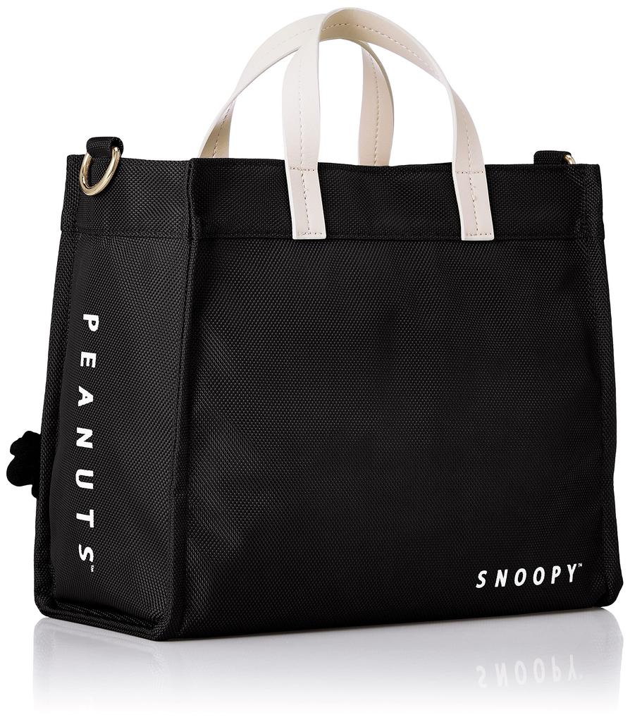 Hapitas Tote Bag with Wide Snoopy Snoopy Face Black 2-Way Gusset, PEANUTS, Women's, PN110,