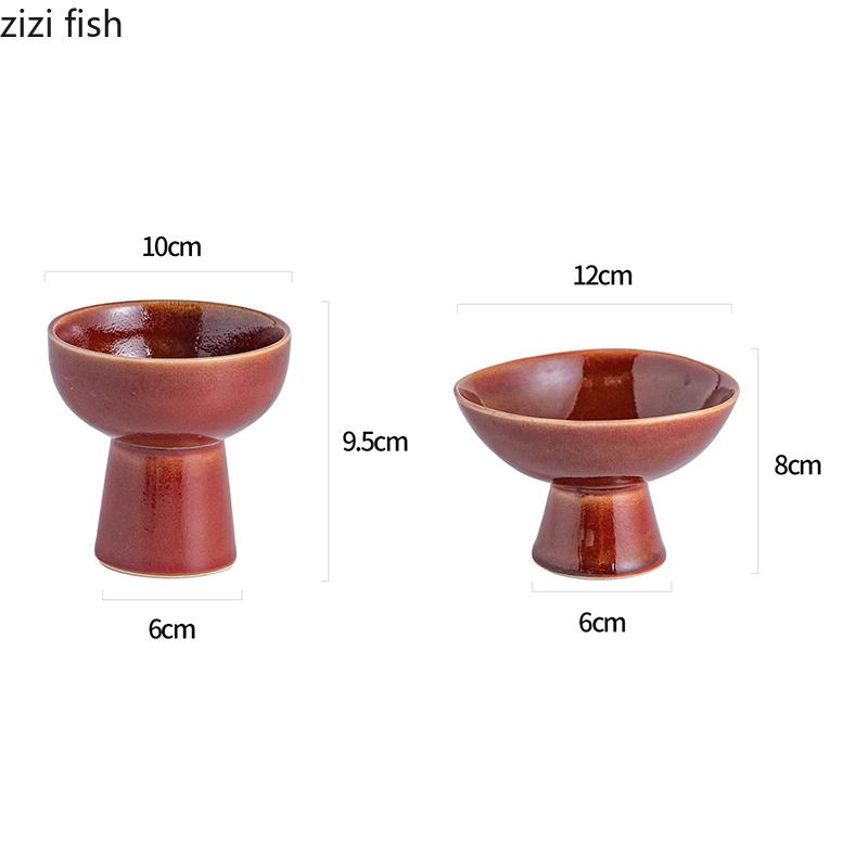 Keramikschale mit hohem Fuß, Retro-Ofenwechsel, Eisschale, Dessertschale, Joghurtbecher, Molekularküche, kreatives Hotelgeschirr