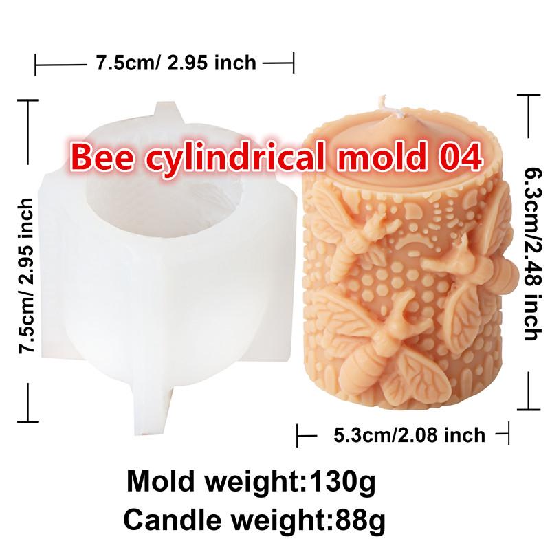 

3D Relief Bee Cylinder Silicone Candle Mold DIY Honeycomb Column Aromatherapy Candle Plaster Making Tool Handmade Gift Decor