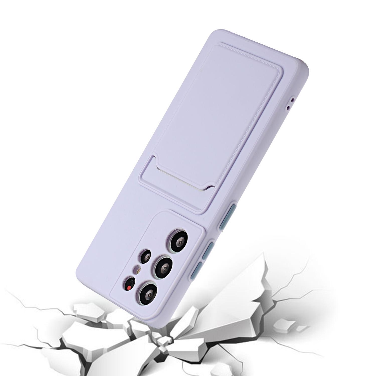 

For Samsung Galaxy S24 Ultra TPU Case Card Slot Matte Phone Cover Grey Blue