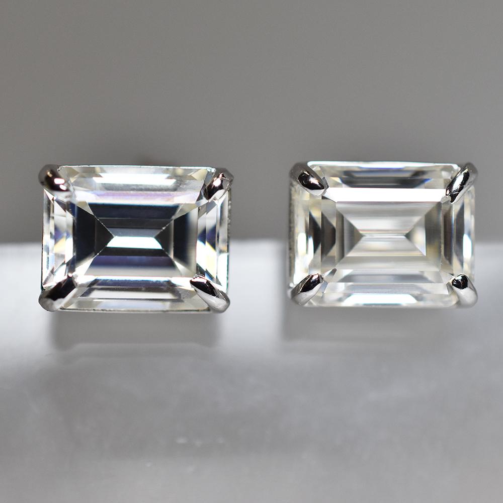 Unique Emerald 13.85 Ct CERTIFIED Synthetic White Moissanite Gems Earring Pair MY.ER-17-NS