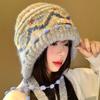 Fair Island retro knitted balaclava hat women's autumn and winter face small balaclava hat thickened warm ear protection hat