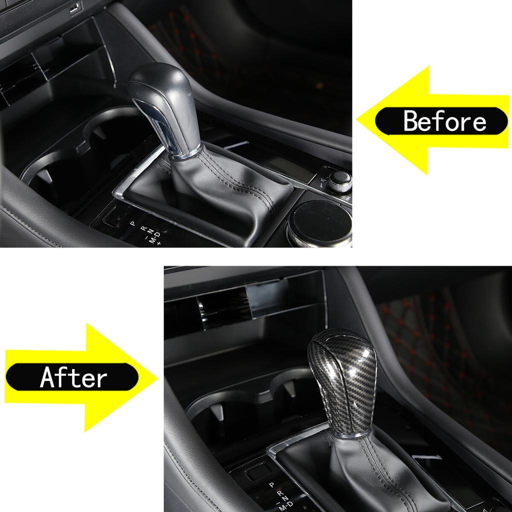 ABS Carbon Fiber Gear Shift Knob Head Cover Trim For Mazda 3 -
