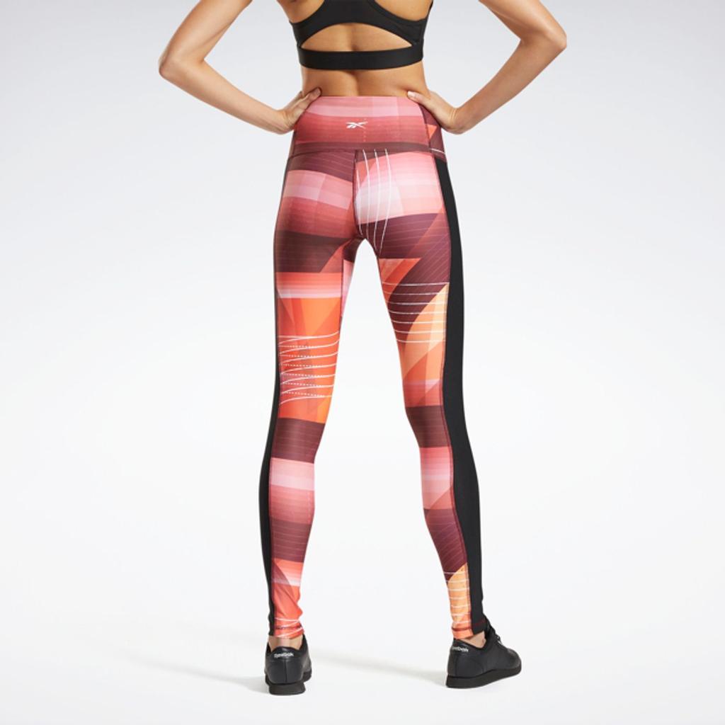 Reebok Kirei Fit Aop Tight Workout Leggings Women Leggings Orange GK7697