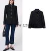 Spring New Women's Clothing Cotton Blend Retro Jewelry Effect Buttons Stand-up Collar Jacket 87093297