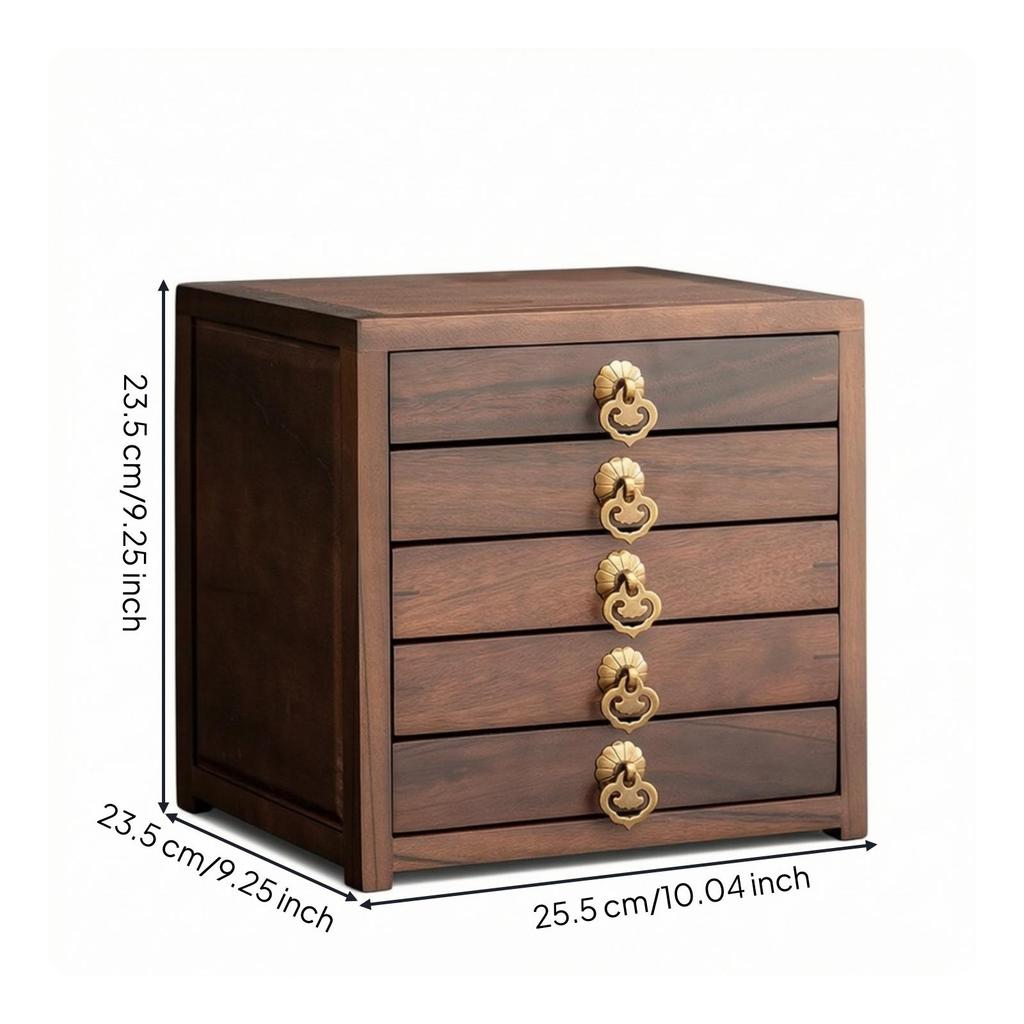 Tea Box with Drawer Tabletop Wooden Organizer Compact