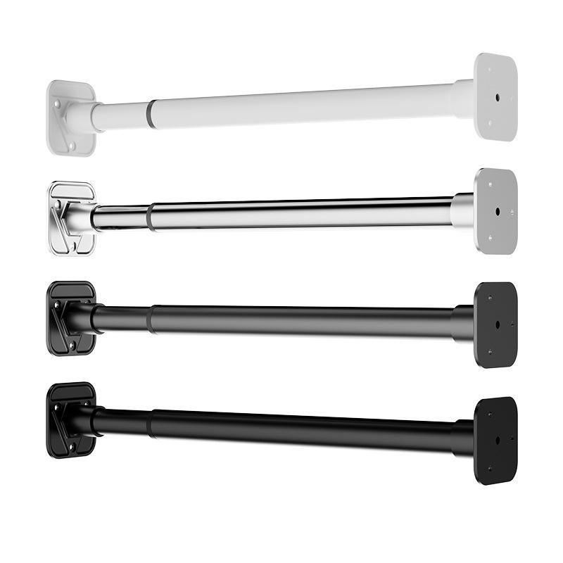 Regulowany, beznarzędziowy, wysuwany drążek ze stali nierdzewnej na ubrania i zasłonę prysznicową