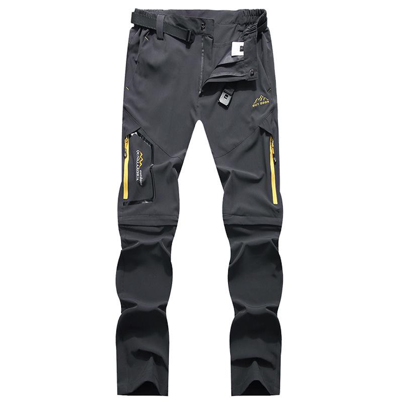 Men's Quick-Dry Detachable Hiking & Mountaineering Pants with Elastic Waistband and Team Logo.