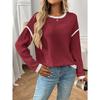 Autumn and Winter Round Neck Color Blocked Loose Top Women’s Pullovers & Long Sleeves