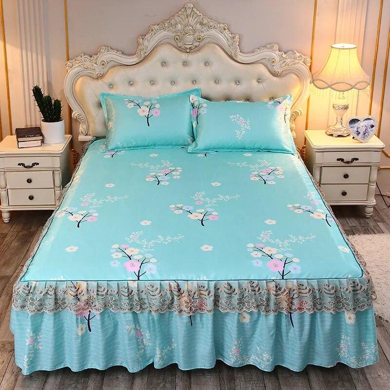 Summer Cool Mat Bed Skirt Princess Style Cute Bed Sheets Embroidered Sheets Fitted Bed Sheet Bedspreads Ice Mat Home Textiles