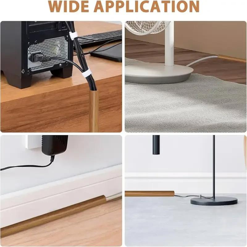 1pc 39.37/78.74in Self-Adhesive Floor Wire Protector - Anti-Kick Flexible Cable Cover , Office & Home Cord Management Solution