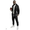 Men's Snap-Button Hooded Baseball Jacket Casual Sports Cardigan Long-Sleeved Workwear Pants Set