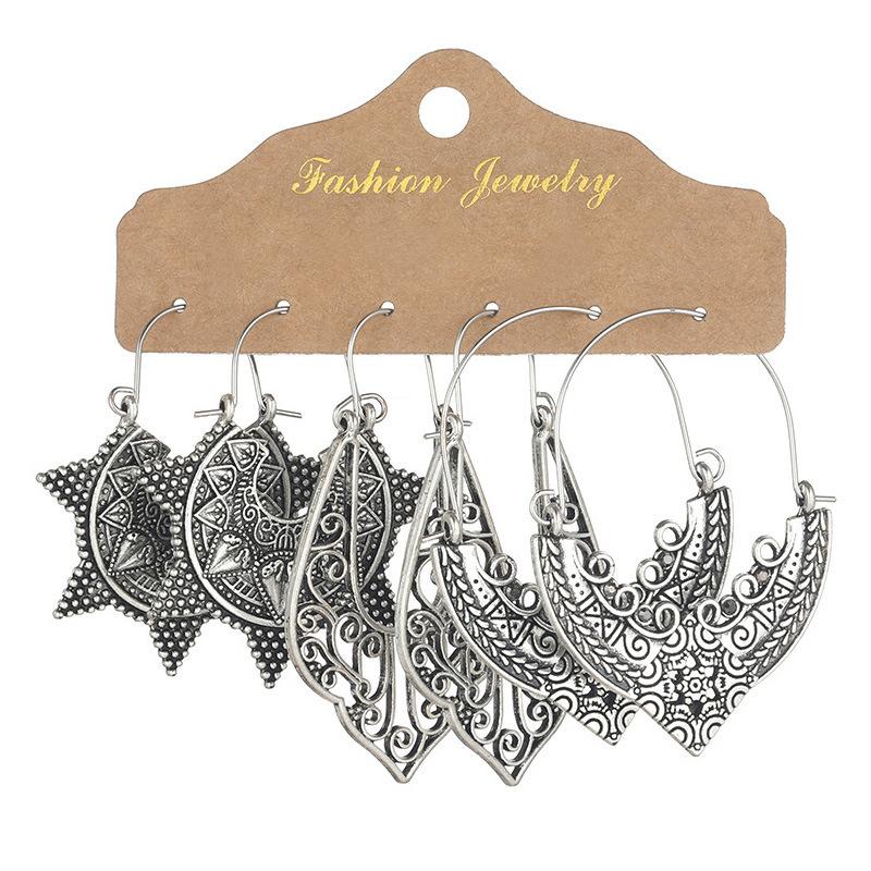 Antique Sliver-Plated Hollow Alloy Geometric Dangle Indian Earrings For Women Gypsy Zircon Boho Ethnic Leaf Bell Tassel Earring
