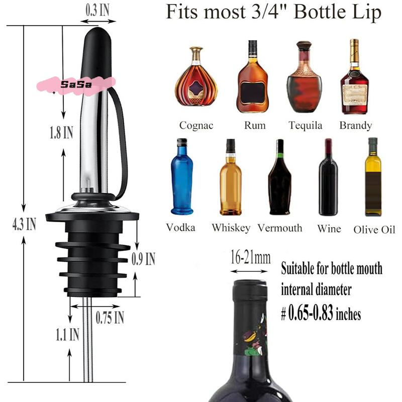 Multi-Pack Stainless Steel Wine Oil Vinegar Pourer with Conical Spout Leak-proof Sealed Stopper for Liquor Bottles - 3/6/12Pcs
