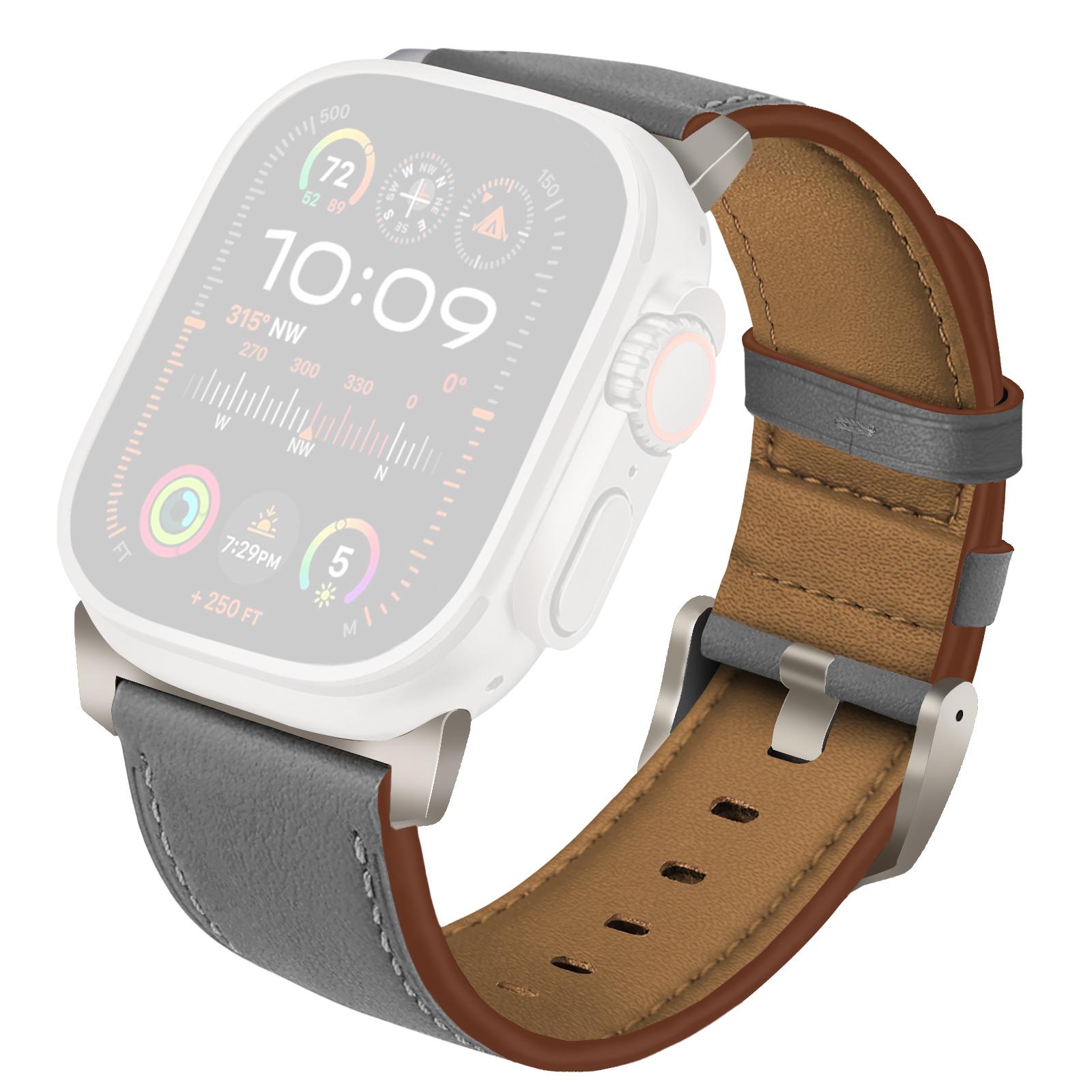 

Watch Strap for Apple Watch Series 10 Ultra 9 8 7 SE 6 5 4 3 2 1 46mm 49mm 45mm 44mm 42mm Genuine Cow Leather Wrist Band Grey