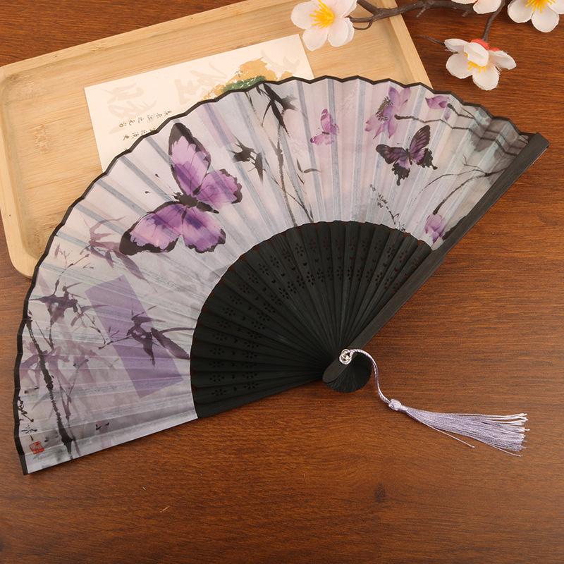 Retro Tassel Floral Folding Fan - Summer Portable Hanfu Dance Prop