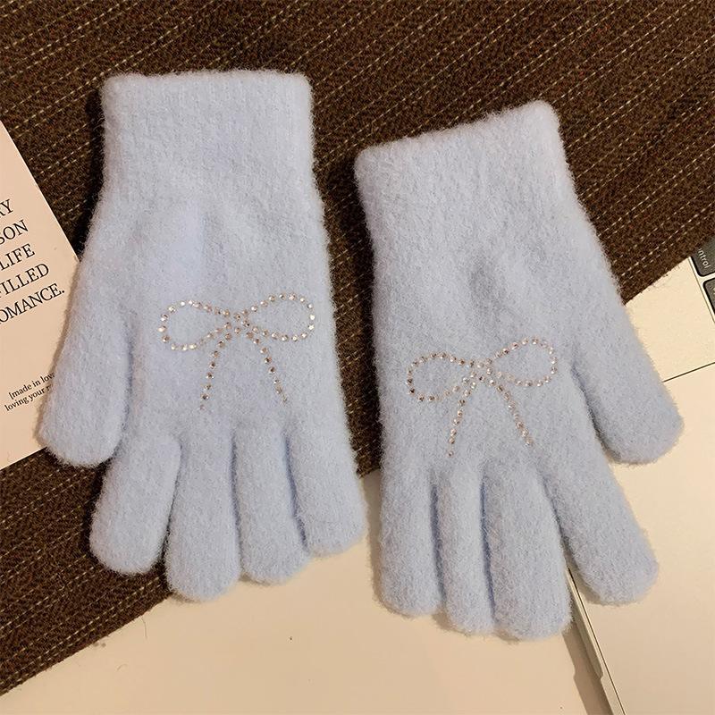 Cute Plush Gloves for Women In Autumn and Winter Thickened Warmth for Students Outdoor Cycling Trend