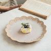 Nordic Wind Flower Edge Tableware Creative Relief Apricot Plate Household Retro Dessert Dessert Plate High-End Vegetable Plate