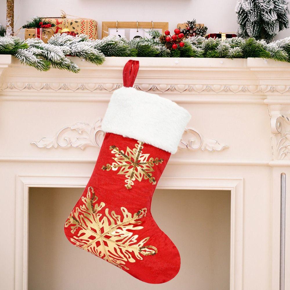 

Large Capacity Christmas Socks Polyester Candy Stockings Creative Xmas Gift Bags Home